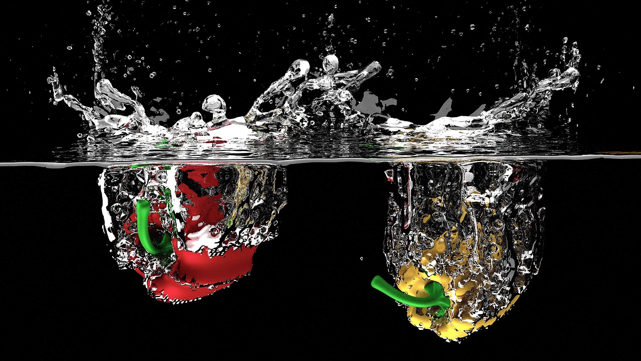 Bell peppers, submerge, vegetables — illustrating The Navy Body Fat Method, Explained
